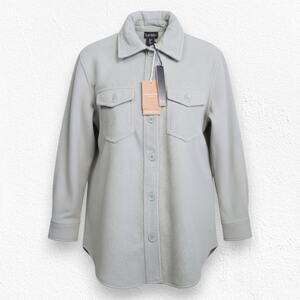 Nicole Miller Sage Green Brushed Knit Button Down Classic Shacket Size Small